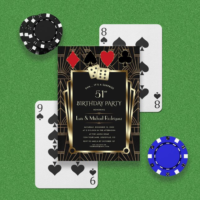 Las Vegas Casino Royale Art Deco 51:a födelsedagen Inbjudningar (Skapare uppladdad)