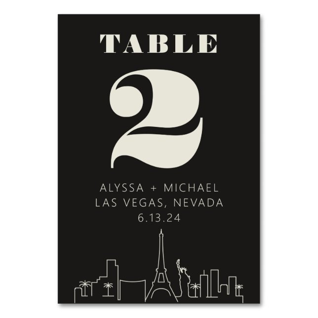 Las vegas Casino Skyline Bröllop Bordsnummer (Framsidan)