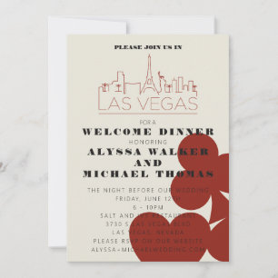 Las Vegas Casino Skyline Bröllop Rehearsal Dinner Inbjudningar