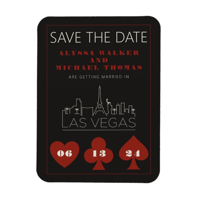 Las Vegas Casino Skyline Bröllop spara datum Magnet (Vertikal)
