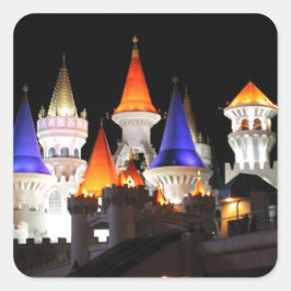 Las Vegas Castle Hotel Gaming Vegas City Colorful Fyrkantigt Klistermärke