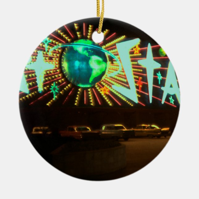 Las Vegas Circa 1959 Stardust Hotel Neon-skylt Julgransprydnad Keramik (Framsidan)