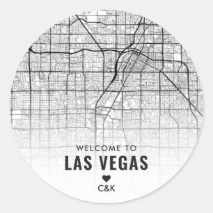 Las Vegas City Karta Bröllop Välkommen Runt Klistermärke