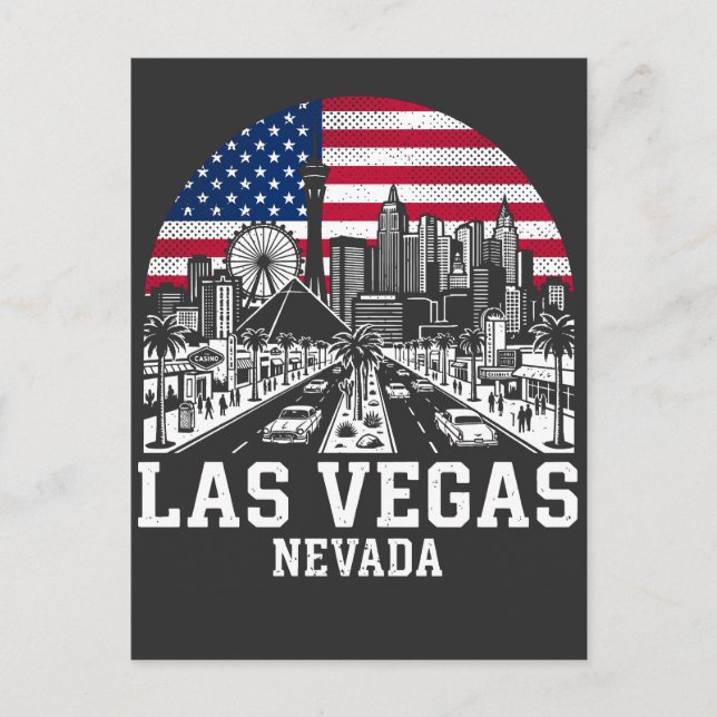 Las Vegas City Nevada American Flag Vykort (Framsida)
