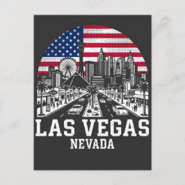 Las Vegas City Nevada Amerikansk Flagga Vykort