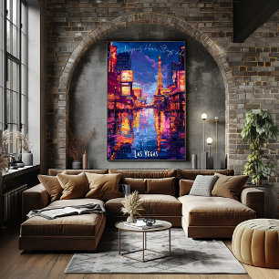 Las Vegas City Skyline Poster - Iconic Neon Art