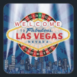 Las Vegas Cityscape Välkomstskylt Anpassningsbar S Fyrkantigt Klistermärke<br><div class="desc">För varje händelse/tillfälle som hålls i ett fantastiskt Las Vegas! Lägg till anpassningsbar i vit färg på grund (rekommenderas) till kostym efter dina behov.</div>