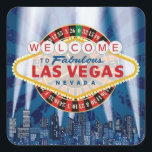 Las Vegas Cityscape Välkomstskylt Anpassningsbar S Fyrkantigt Klistermärke<br><div class="desc">För varje händelse/tillfälle som hålls i ett fantastiskt Las Vegas! Lägg till anpassningsbar i vit färg på grund (rekommenderas) till kostym efter dina behov.</div>