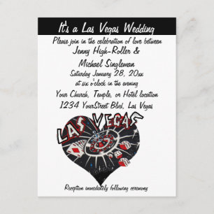 Las Vegas Contemporary Black &White Heart Inbjudningar