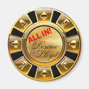 Las Vegas Deluxe Guld Casino Chip Magnet Favor