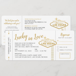 Las Vegas Destination Bröllop Ombordstigningskort  Inbjudningar