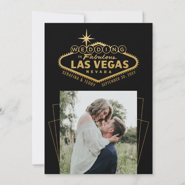 Las Vegas Destination Wedding Black Guld Photo Spara Datumet (Framsida)