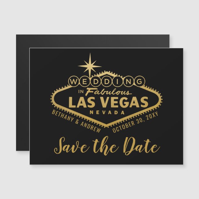 Las Vegas Destination Wedding Magnet Spara datumet (Fram/baksida)