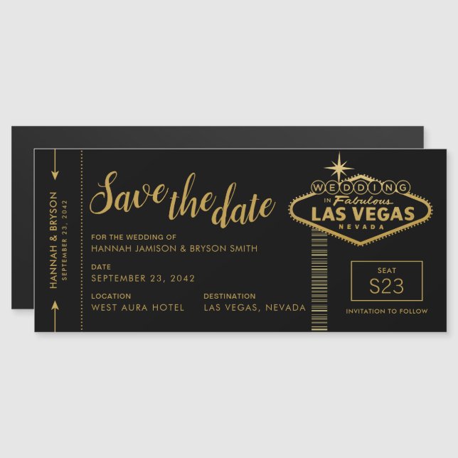 Las Vegas Destination Wedding Spara datum magneter (Fram/baksida)