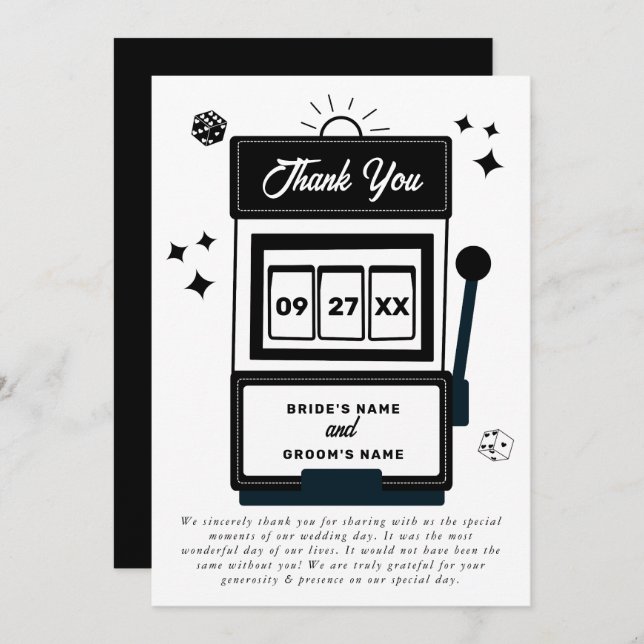 Las Vegas-destinationskasinokortplats Maskin Bröll Tack Kort (Fram/baksida)