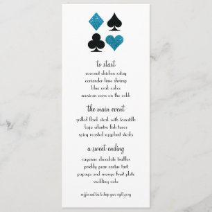 Las Vegas Destiny Blue Glitter Bröllop Menu Meny