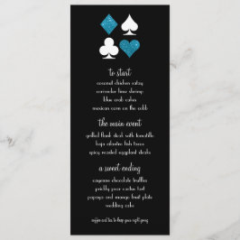 Las Vegas Destiny Blue Glitter Bröllop Menu Meny