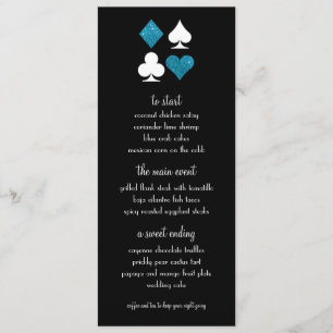 Las Vegas Destiny Blue Glitter Bröllop Menu Meny