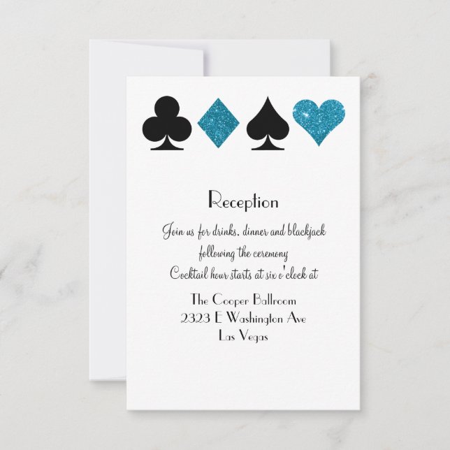 Las Vegas Destiny Reception Malibu Blue Glitter Inbjudningar (Framsida)