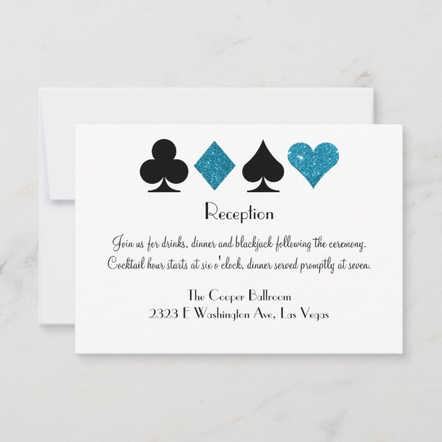 Las Vegas Destiny Reception Malibu Blue Glitter Inbjudningar (Framsida)