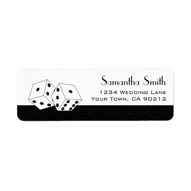 Las Vegas Dice Theme Black & White Returadress Etikett (Framsidan)