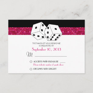 Las Vegas Dice Theme OSA Shock rosa Faux Glitter Kort