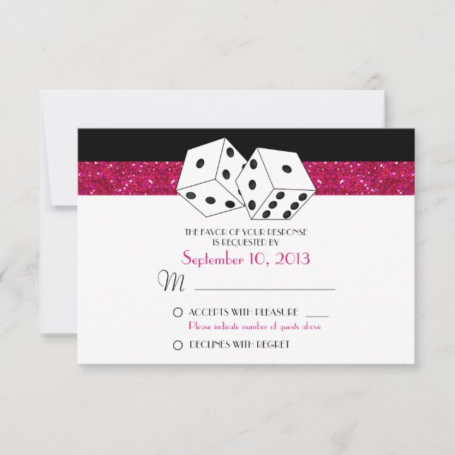Las Vegas Dice Theme OSA Shock rosa Faux Glitter Kort (Framsida)