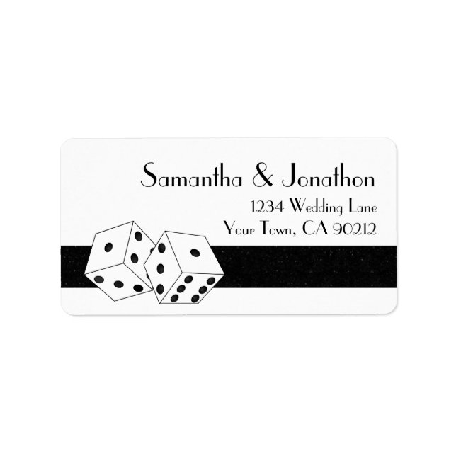 Las Vegas Dice Theme White och Black Adressetikett (Framsidan)