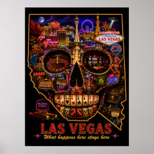 Las Vegas Dödskalle Konsttryck Sinnesstämning Poster