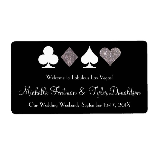 Las Vegas Faux Silver Glitter Välkomsttagaretikett Fraktsedel (Framsidan)