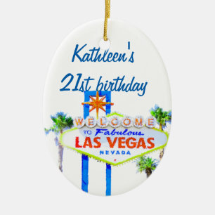 Las Vegas födelsedag 21 Julgransprydnad Keramik
