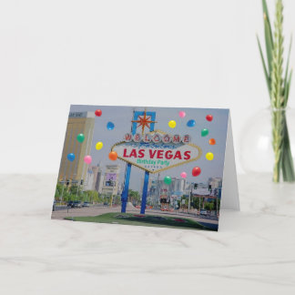 Las Vegas Födelsedagsfest Card med ballonger! Kort