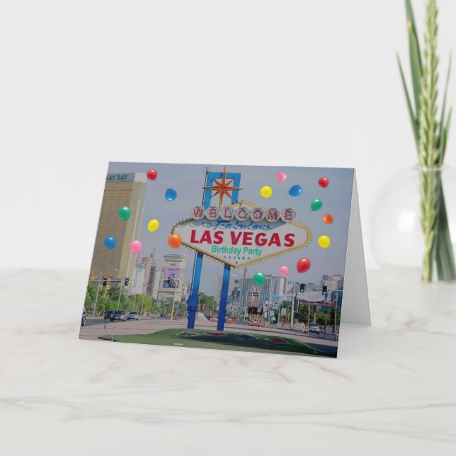Las Vegas Födelsedagsfest Card med ballonger! Kort (Framsida)