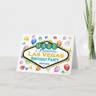 Las Vegas Födelsedagsfest Card med ballonger! Kort