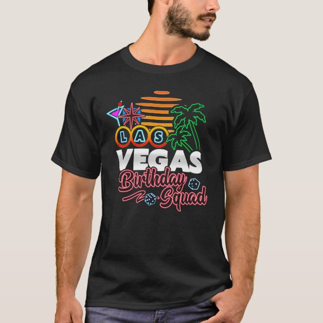 Las Vegas Födelsedagsfest Retro Sol Birthday Squad T Shirt (Framsida)