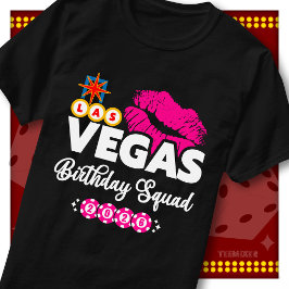 Las Vegas Födelsedagsgäng 2026 resa rosa läpp stjä T Shirt
