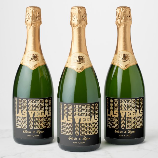 Las Vegas Glam Bröllop Personlig Guld & Black (Flaskor)