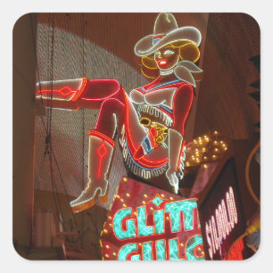 Las Vegas Glitter Gulch Fyrkantigt Klistermärke