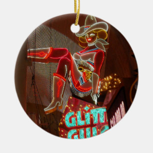 Las Vegas Glitter Gulch Julgransprydnad Keramik