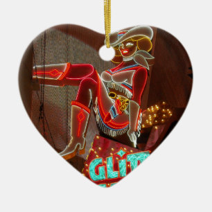 Las Vegas Glitter Gulch Julgransprydnad Keramik