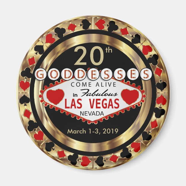 Las Vegas Goddess Poker Chip Design Magnet (Framsidan)