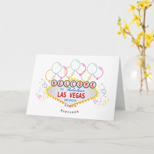 Las Vegas Grattis på födelsedagen-kort Kort (Gul blomma)