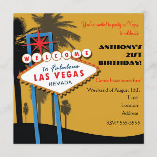Las Vegas-gula födelsedagsinbjudningar Inbjudningar