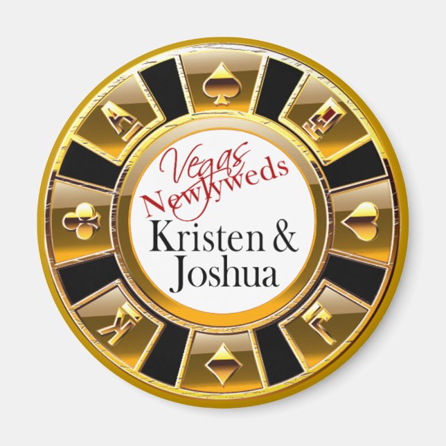 Las Vegas Guld & Black Casino Chip Magnet Favor (Framsidan)