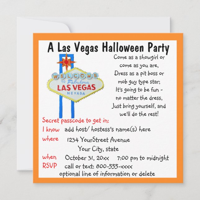 Las Vegas Halloween Costume Party Inbjudningar (Framsida)