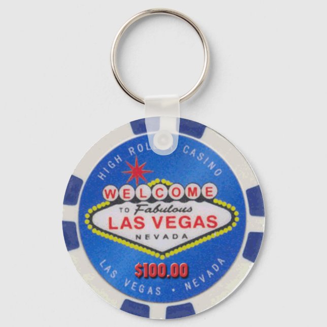 Las Vegas High Roller 100.00 Poker Chip Keychain Nyckelring (Framsida)