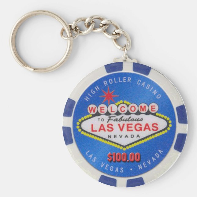 Las Vegas High Roller 100.00 Poker Chip Keychain Nyckelring (Framsidan)