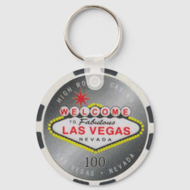 Las Vegas High Roller 100 dollar Poker Chip Keycha Nyckelring