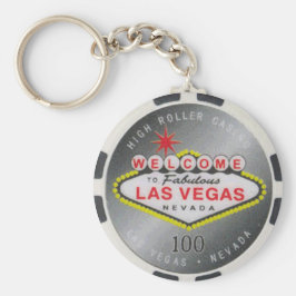 Las Vegas High Roller 100 dollar Poker Chip Keycha Nyckelring