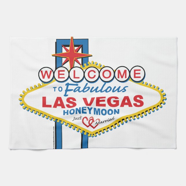 Las Vegas Honeymoon retro Kökshandduk (Horisontell)